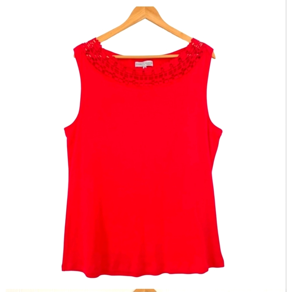 Hilliard & Hanson Women 1X Embroidered Cotton Tank - Picture 1 of 3